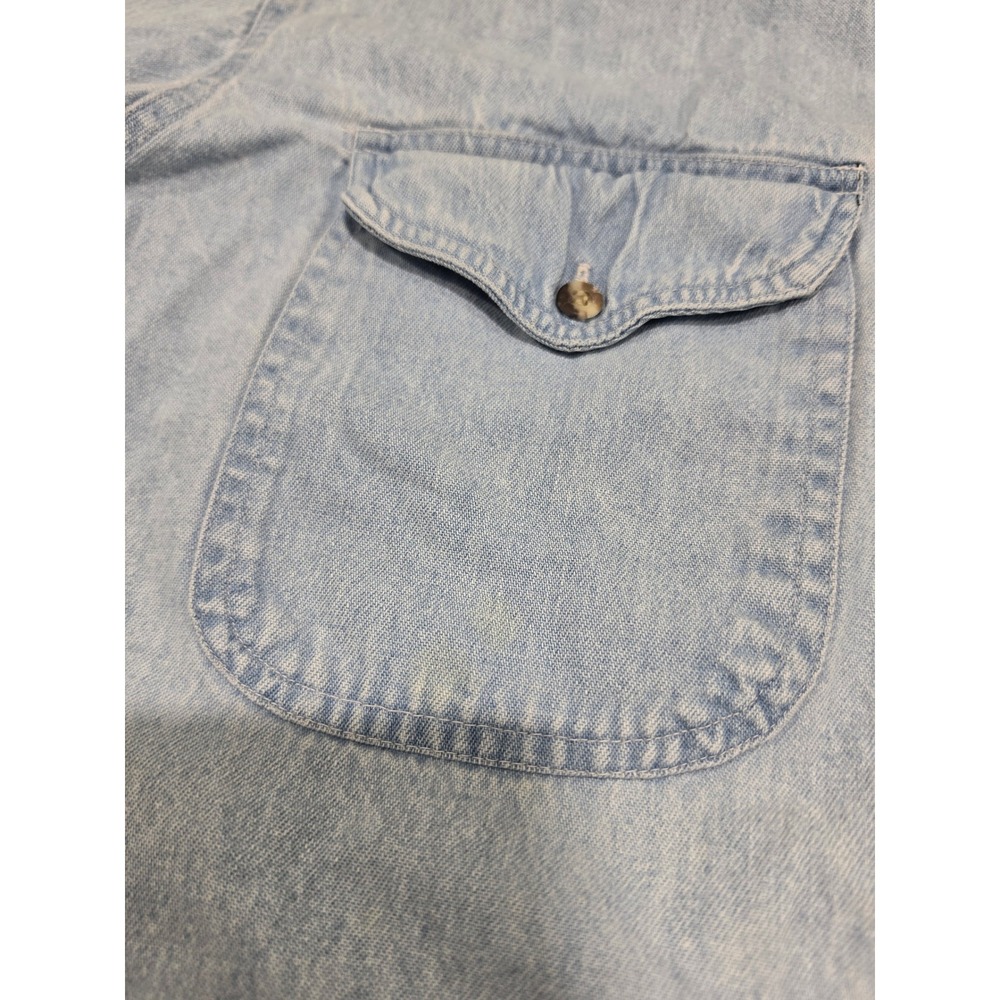 Cotton Express Womens Light Wash Denim Button Down Shirt Long Sleeve Pockets - Picture 3 of 6